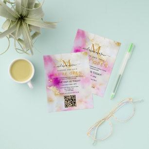 Elegant Salon Vi är Open Rosa Guld Watercolor Flygblad