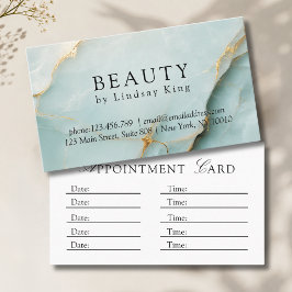 Elegant Salong Blå Marmor Tidsbeställning Kort
