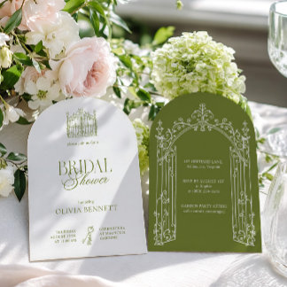 Elegant Salongsgrön Trädgårds Bröllopsdusch Inbjudningar