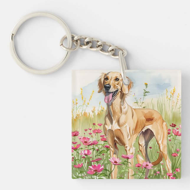Elegant Saluki Hund Vattenfärg Konsttryck Dekor (Framsidan)