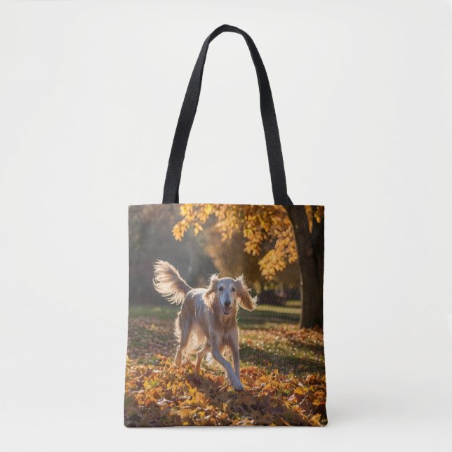 Elegant Saluki Shoulder Tote Tygkasse (Framsida)