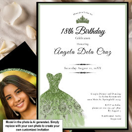Elegant salvia grön klänning 18-årsdebut inbjudan