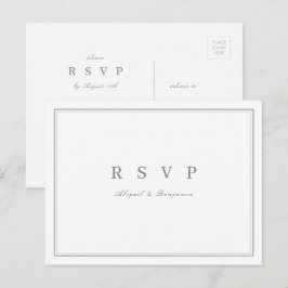 Elegant salvia grön minimalistisk bröllops-RSVP Inbjudan Vykort