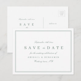 Elegant salvia grön minimalistisk save the date meddelande vykort