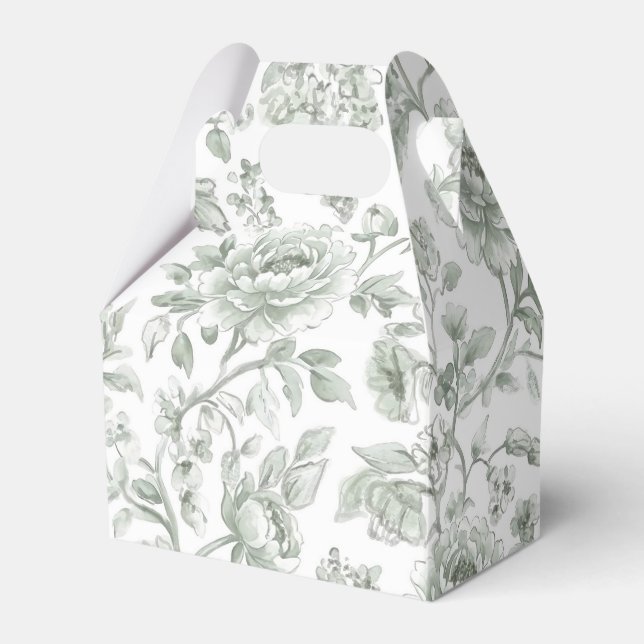 Elegant Salvia Grön Ros Blommig  Presentaskar (Framsidan Sidan)