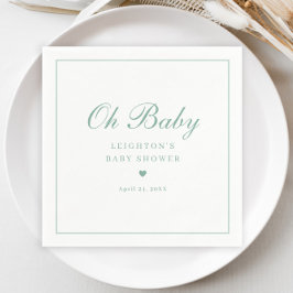 Elegant salvia grön script neutral baby shower pappersservett