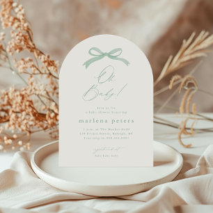 Elegant salvia grön slinga Könsneutral baby shower Inbjudningar
