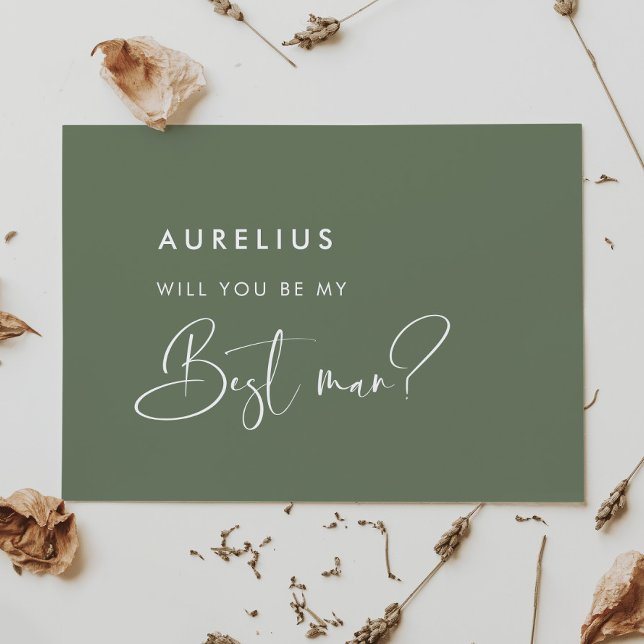 Elegant salvia grön Vil du vara min best man-kort Inbjudningar (Skapare uppladdad)