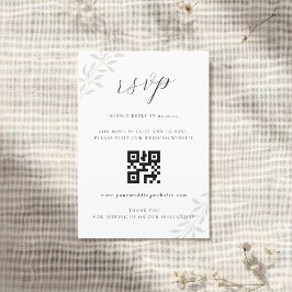 Elegant Salvia Grönska Bröllop QR-kod RSVP OSA Kort
