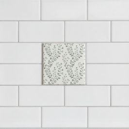 Elegant Salvia Kräm Färg Minimalistisk Boho Blommi Kakelplatta