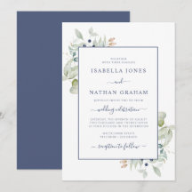 Elegant Salvia Navy Akvarell Botanisk Bröllop