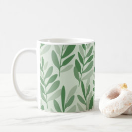 Elegant Salvia & Olivblad Naturmönster Kaffemugg