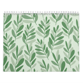 Elegant Salvia & Olivblad Naturmönster Kalender