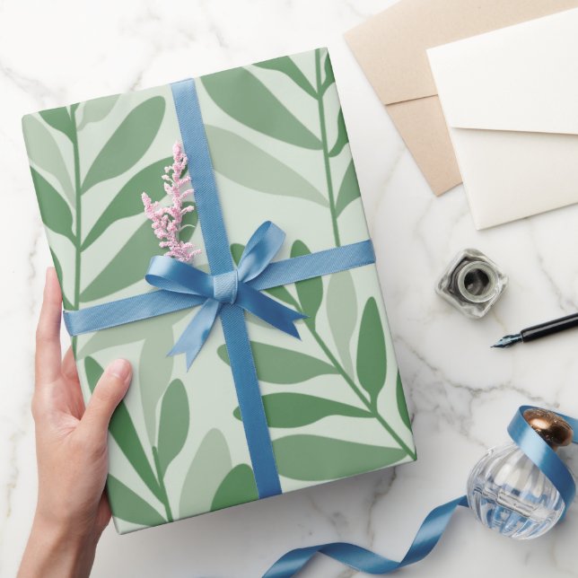 Elegant Salvia & Olivblad Naturmönster Presentpapper (Gifting)