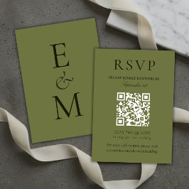 Elegant Salviagrön Minimalistisk Bröllops QR-kod OSA Kort