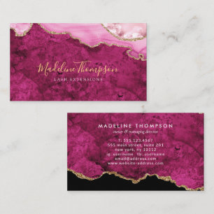 Elegant sammet magenta rosa marmor agat geod visitkort