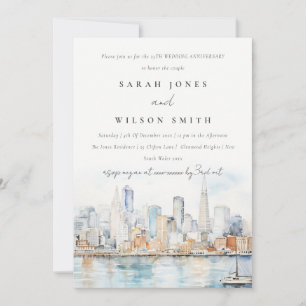 Elegant San Francisco landskaps bröllopsjubileum Inbjudningar