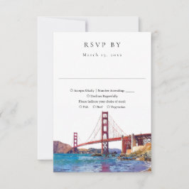 Elegant San Francisco Watercolor Bröllop OSA Kort