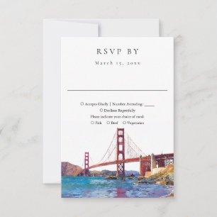 Elegant San Francisco Watercolor Bröllop OSA Kort