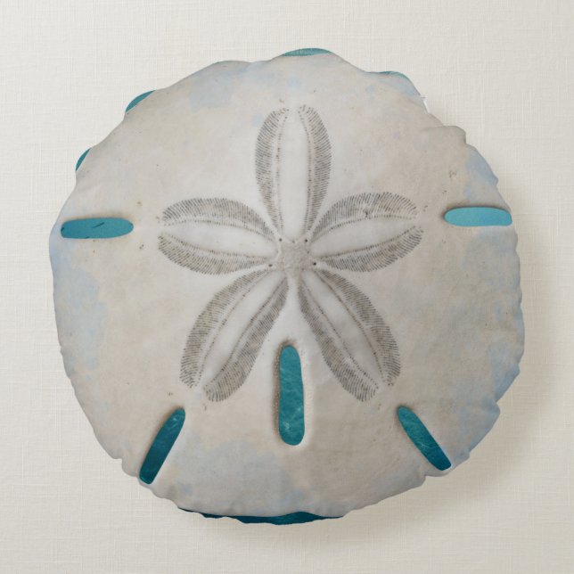Elegant Sand Dollar Beach Decor Rund Kudde (Baksidan)
