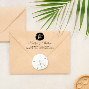 Elegant Sand Dollar Beach Wedding Returadress Självfärgande Stämpel