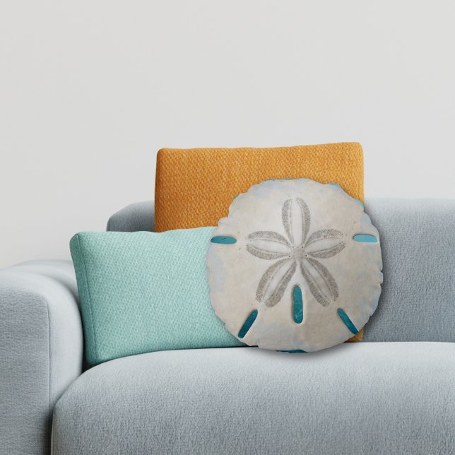 Elegant Sanddollar Stranddekor Rund Kudde (Skapare uppladdad)