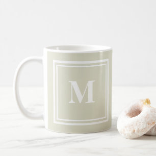 Elegant Sandy Beige Färgad Block Ram Monogram Kaffemugg