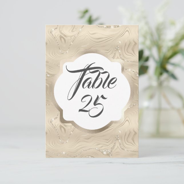 Elegant Sandy Guld Faux Foil Bordsnummer Card (Stående Fram)