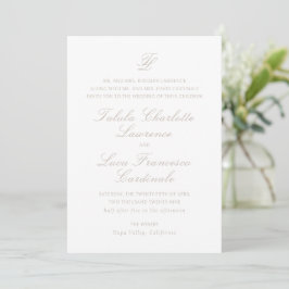 Elegant Sandy Neutralt Traditional Bröllop Inbjudningar