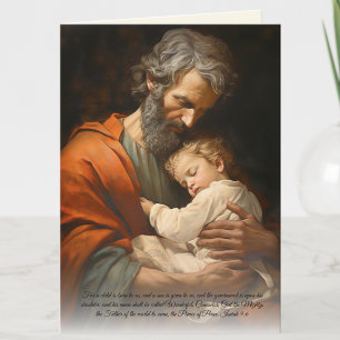 Elegant Sankt Josef och Jesus bibelvers Kort