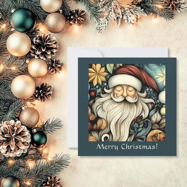Elegant Santa Anpassade Julkort (Elegant Santa Customizable Holiday Card)