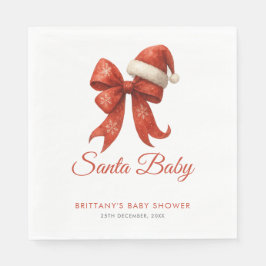 Elegant Santa Baby Shower Red Bow-jul Pappersservett