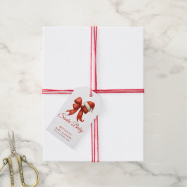 Elegant Santa Baby Shower Red Bow-jul Presentetikett