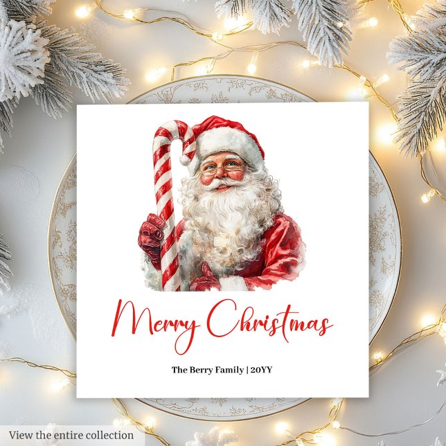 Elegant Santa Claus Minimalist Cozy Christmas Chic Pappersservett (Elegant Santa Claus Minimalist Cozy Christmas Napkin)