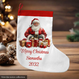 Elegant Santa Claus Minimalist Cozy Christmas Stor Julstrumpa