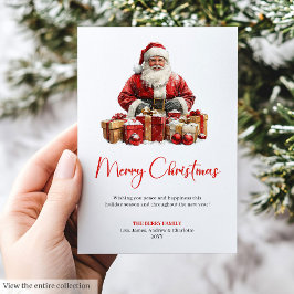 Elegant Santa Claus Minimalist Modern Holiday Card Julkort