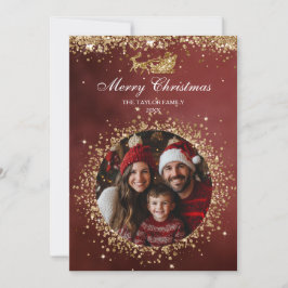 Elegant Santa Guld Glitter Julgran Photo Inbjudningar