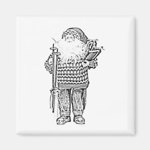 Elegant Santa in Festive Sweater, Helgdag Sketch Magnet