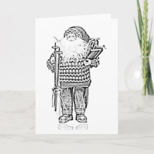 Elegant Santa in jul Sweater Pencil Teckning Helgkort