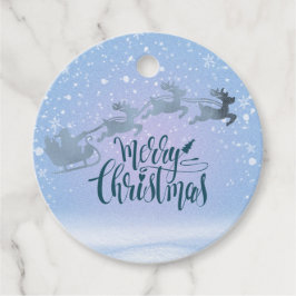 Elegant Santa & Sleigh Christmas Winter Wonderland Gåvor Etiketter