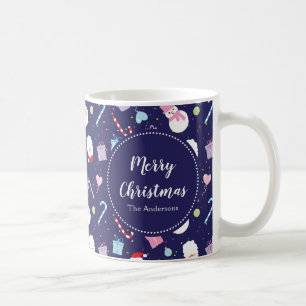 Elegant Santa Snögubbe Candy cane jul Mönster Kaffemugg