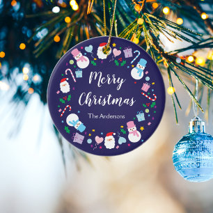 Elegant Santa Snögubbe Candy cane-julfransen Julgransprydnad Keramik