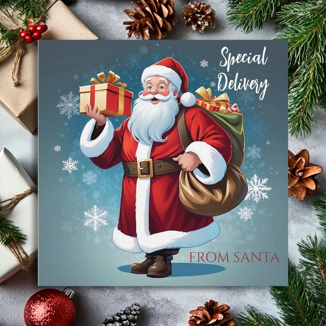 Elegant Santa Special Delivery Christmas Greeting Julkort (Skapare uppladdad)