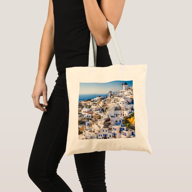 Elegant Santorini Greece Scenia Tygkasse (Framsida (produkt))