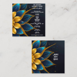 Elegant Sapphire och Guld Blommigt Bröllop Tilläggskort