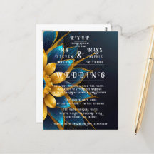 Elegant Sapphire och Guld Blommigt Bröllop