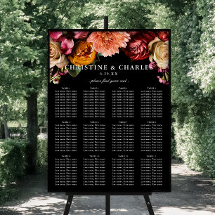 Elegant + sätesdiagram för Moody Blommigten Bröllo Poster