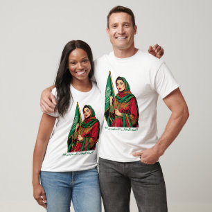 Elegant Saudi Woman Holding Flagga T-Shirt