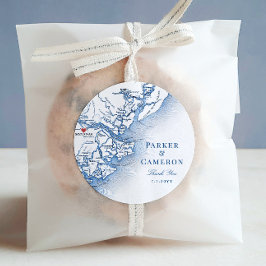Elegant Savannah Georgia Karta Wedding Favor Runt Klistermärke