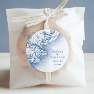 Elegant Savannah Georgia Karta Wedding Favor Runt Klistermärke